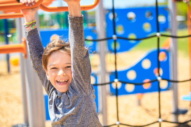 istock child boy on a playground on summer day. 1567412031