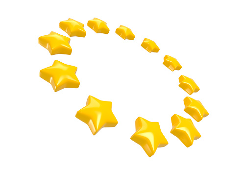 Circle of golden european stars isolated. European Union flag concept. 3d rendering.