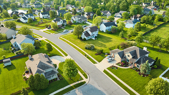 Lac St-Joseph, Quebec, Сanada - August 8, 2021: Luxurious lakefront property located in Lac St-Joseph, a rich suburb of Quebec City on a sunny day of summer.