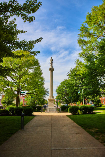 istock Public Square park in downtown Mount Vernon Ohio with soldier statue 1567452475