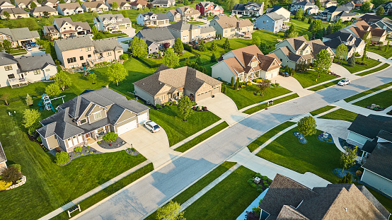 Image of Summertime in neighborhood with nice homes aerial