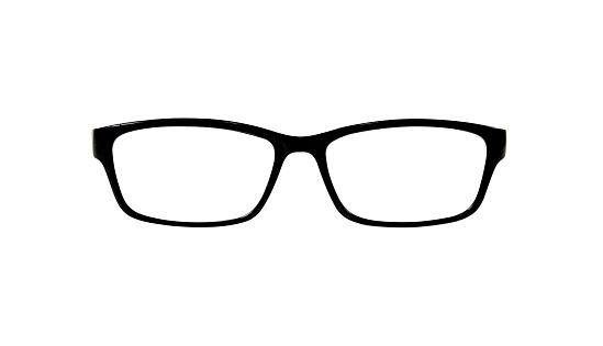 black eyeglass frames isolated on white background
