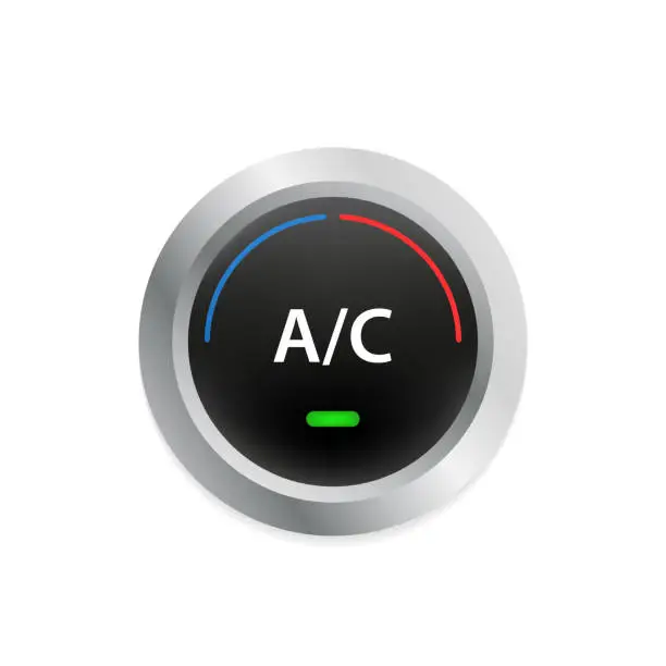 Vector illustration of Air conditioner control button. It's cold and warm. Car dashboard element. Vector illustration