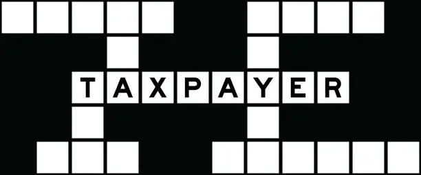 Vector illustration of Alphabet letter in word taxpayer on crossword puzzle background