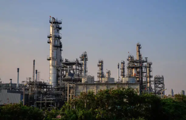 Oil and Gas Industrial zone,The equipment of oil refining,Close-up of industrial pipelines of an oil-refinery plant,Detail of oil pipeline with valves in large oil refinery.