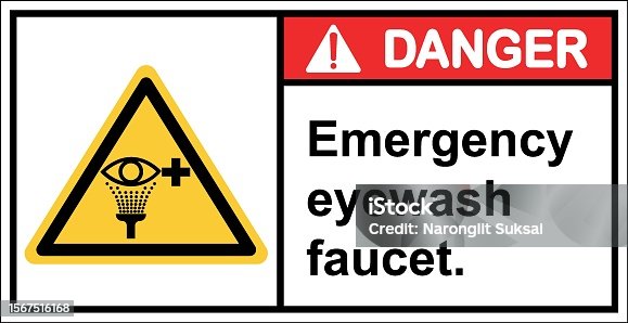 istock Emergency eyewash faucet.,Sign Danger,Draw from Illustration. 1567516168