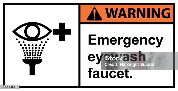 istock Emergency eyewash faucet.,Sign Warning,Draw from Illustration. 1567516181