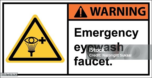 istock Emergency eyewash faucet.,Sign Warning,Draw from Illustration. 1567516193