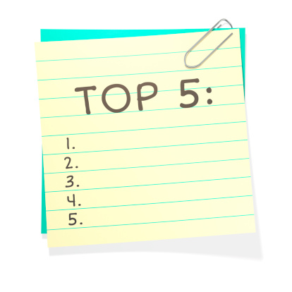 Top 5 list. Isolated on white. Related images: 