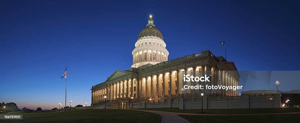 Capitol crepuscolo panorama Salt Lake City, Utah - Foto stock royalty-free di Governo