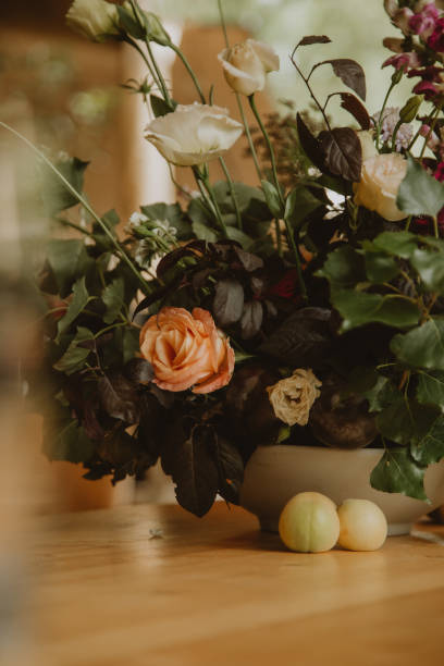 istock wedding decoration, setting table with pants and flowers 1567539878