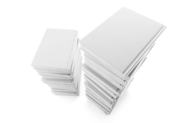 Mockup of a white book, notepad. Two stacks of white books on a white background. Book stack layout. The concept of learning. Back to school. A stack of notepads. 3D rendering. stock photo
