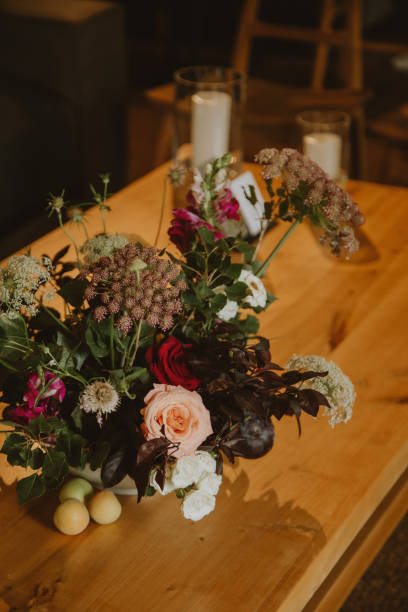 istock wedding decoration, setting table with pants and flowers 1567544813