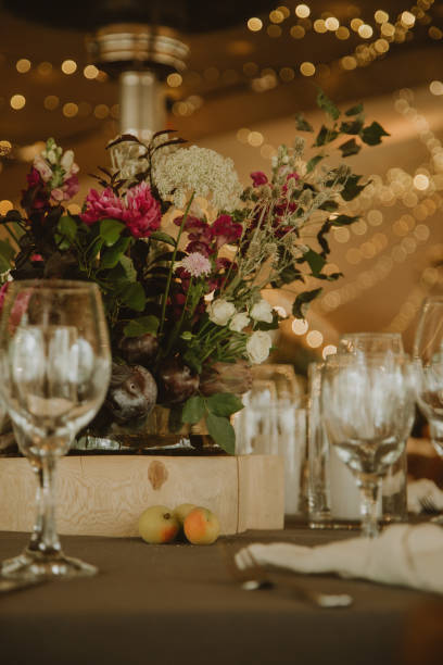 istock wedding decoration, setting table with pants and flowers 1567559208