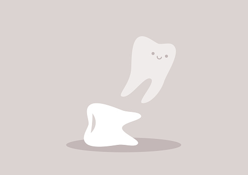 A ghost leaving a pulled tooth, a dentist concept, health care