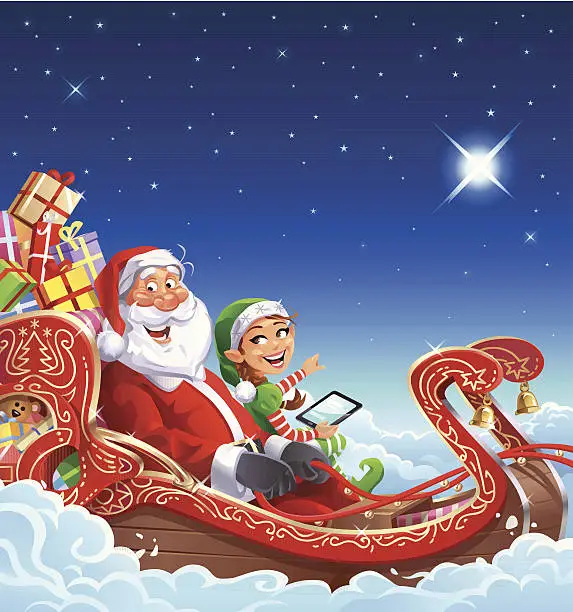 Vector illustration of Santa With Copilot