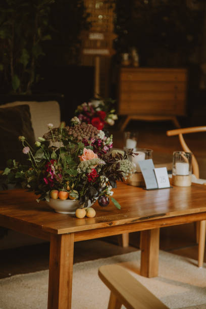 istock wedding decoration, setting table with pants and flowers 1567568922