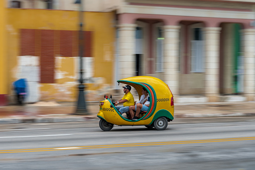 HAVANA, CUBA - OCTOBER 21, 2017: Tuk Tuk Taxi in Havana, Cuba