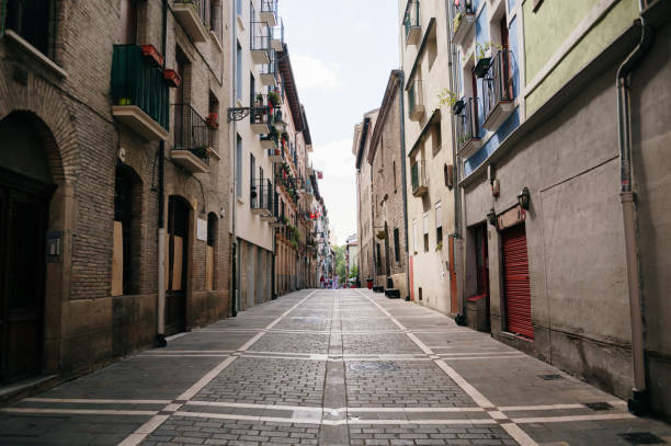 A pedestrian street in the old town of Pamplona, Navarra, Spain