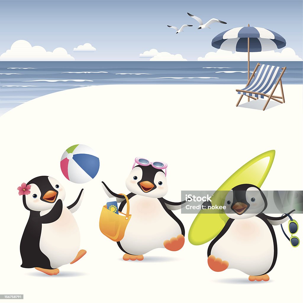 Verão Penguins - Royalty-free Pinguim arte vetorial