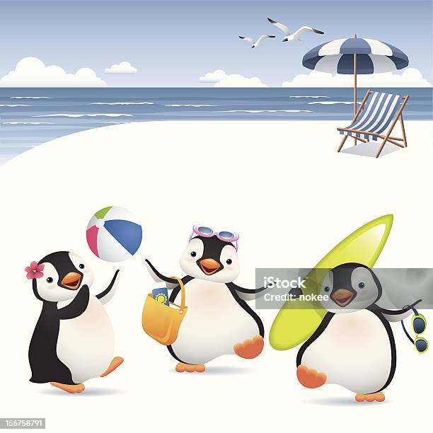 Verão Penguins - Arte vetorial de stock e mais imagens de Pinguim - Pinguim, Verão, Férias