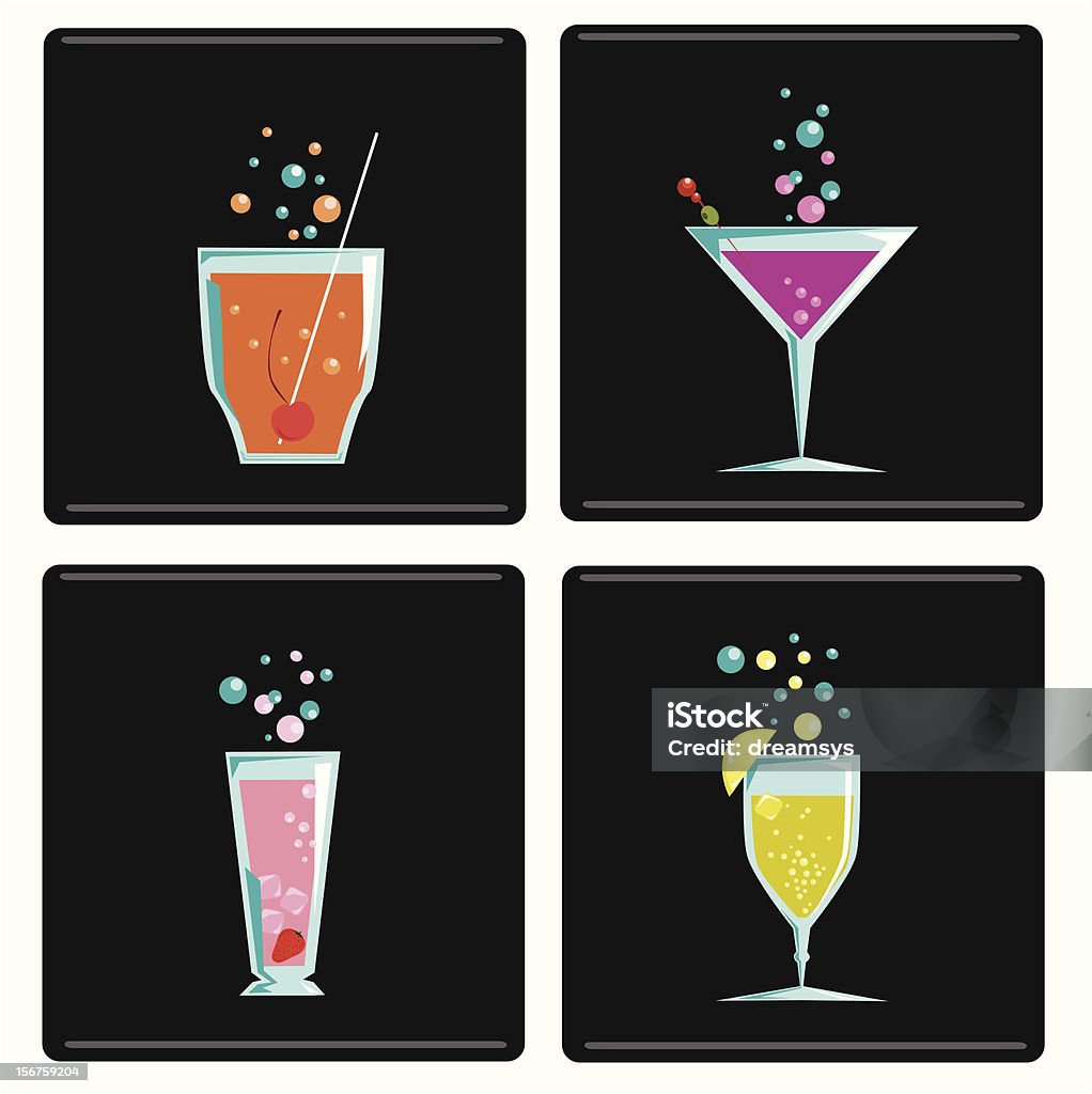 cocktail vier Farbe - Lizenzfrei Alkoholisches Getränk Vektorgrafik