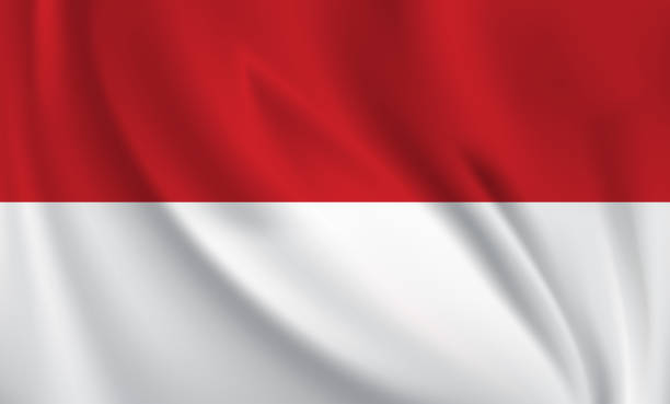 istock Waving flag of Indonesia blowing in the wind. Full page flying flag 1567648252