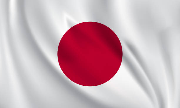 istock Waving flag of Japan blowing in the wind. Full page flying flag 1567648792