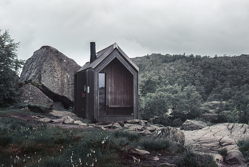 small hut for tourists in the mountains of Norway