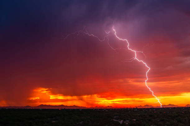 istock Lightning lands at Sunset in the Sonoran Desert 1567657306