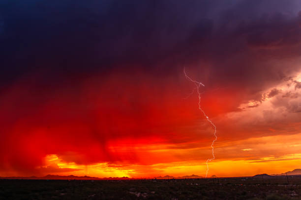istock Lightning lands at Sunset in the Sonoran Desert 1567659356