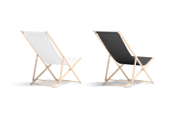 istock Blank black and white folding beach chair mockup, isolated 1567667138
