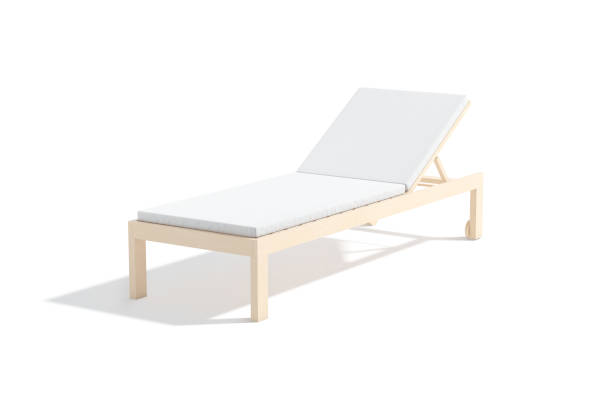 istock Blank white hotel lounger mockup, half-turned view 1567671160