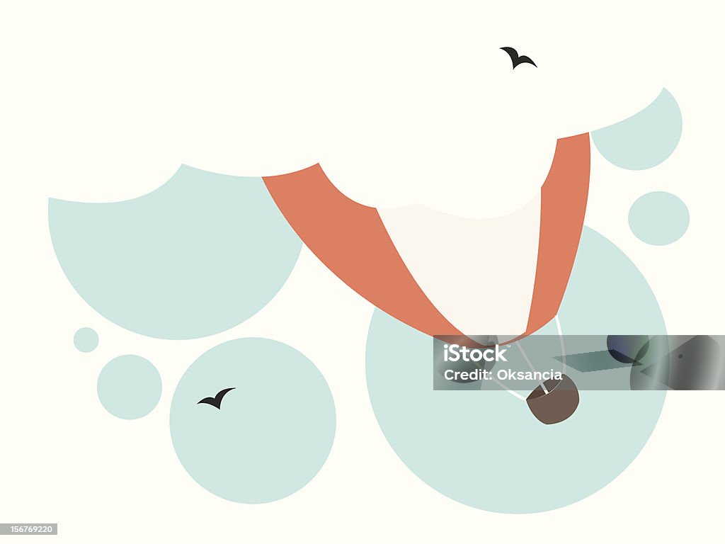 Globo aerostático de aire caliente en el cielo - arte vectorial de Actividad libre de derechos