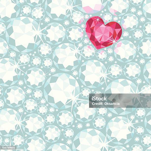 Рубин Сердце Среди Diamonds Seamless Pattern — стоковая векторная графика и другие изображения на тему Абстрактный - Абстрактный, Алмаз, Без людей