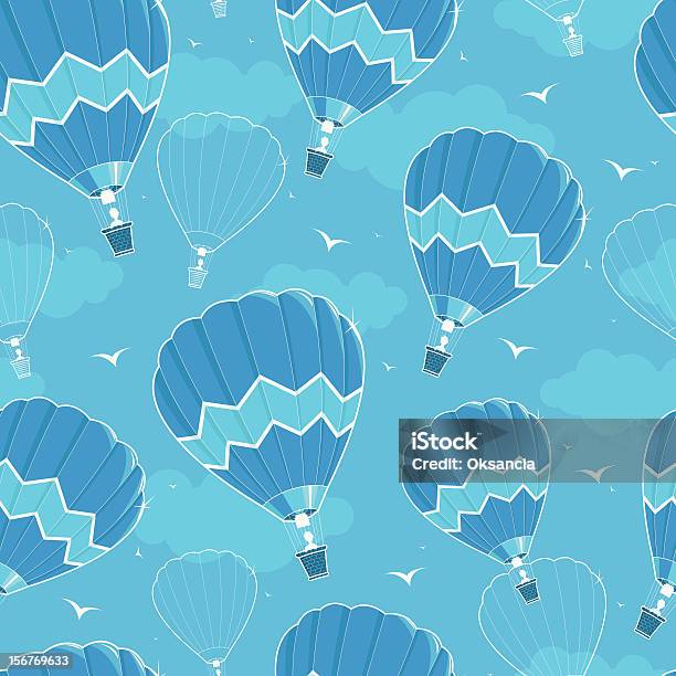 Nahtlose Muster Mit Heißluftballons Stock Vektor Art und mehr Bilder von Abstrakt - Abstrakt, Bildhintergrund, Blau