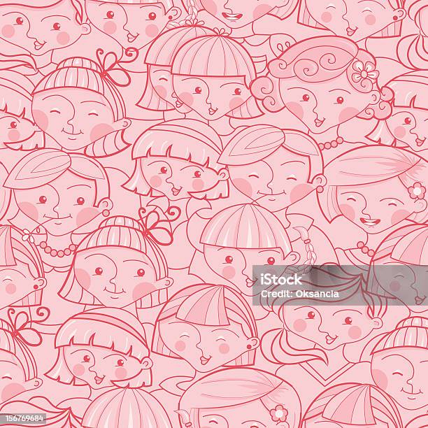 Group Of Girls Seamless Pattern Stock Illustration - Download Image Now - Abstract, Adult, Backgrounds