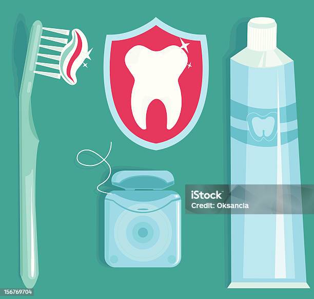 Vetores de Conjunto De Higiene Oral e mais imagens de Azul - Azul, Branco, Brasão de armas