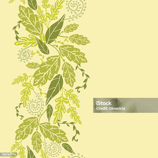 Зеленые Листья Вертикальные Бесшовный Узор — стоковая векторная графика и другие изображения на тему Абстрактный - Абстрактный, Без людей, Бесшовный узор