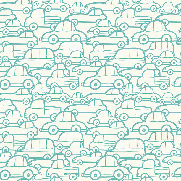doodle seamless pattern di traffico - illustrazione arte vettoriale