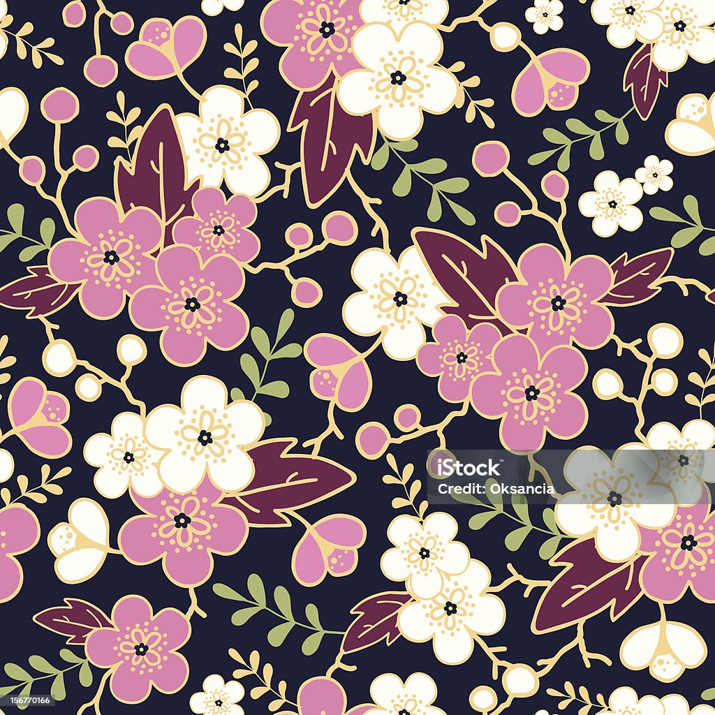 seamless pattern di notte sakura giardino - arte vettoriale royalty-free di Albero