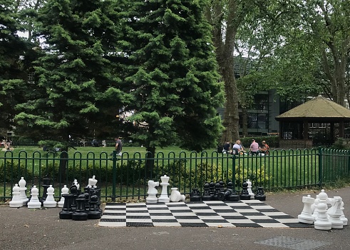 Large outdoor chess set in the park