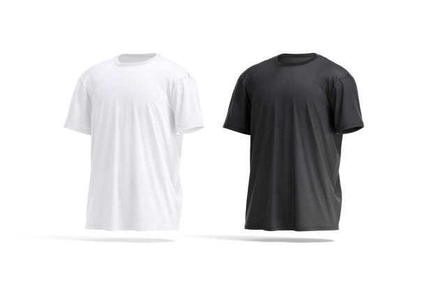 istock Blank black and white oversize t-shirt mockup, side view 1567709888