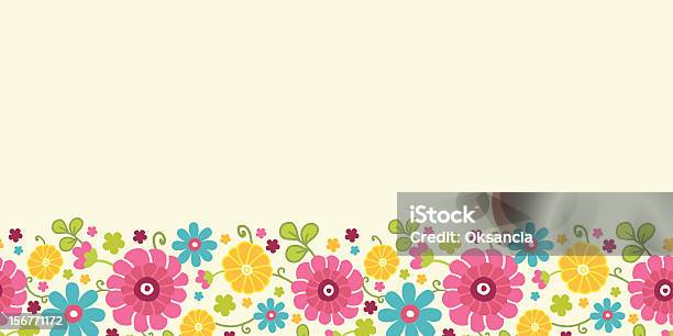 Яркие Цветы Восточная Горизонтальные Бесшовный Узор В Стиле Кимоно — стоковая векторная графика и другие изображения на тему Бежевый
