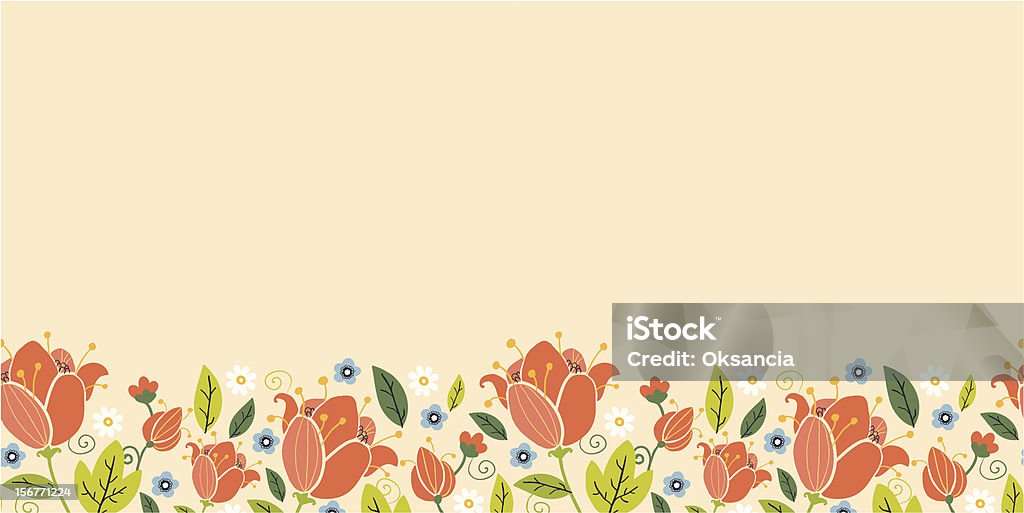 Colorato orizzontale seamless pattern fiori di primavera - arte vettoriale royalty-free di Bellezza naturale