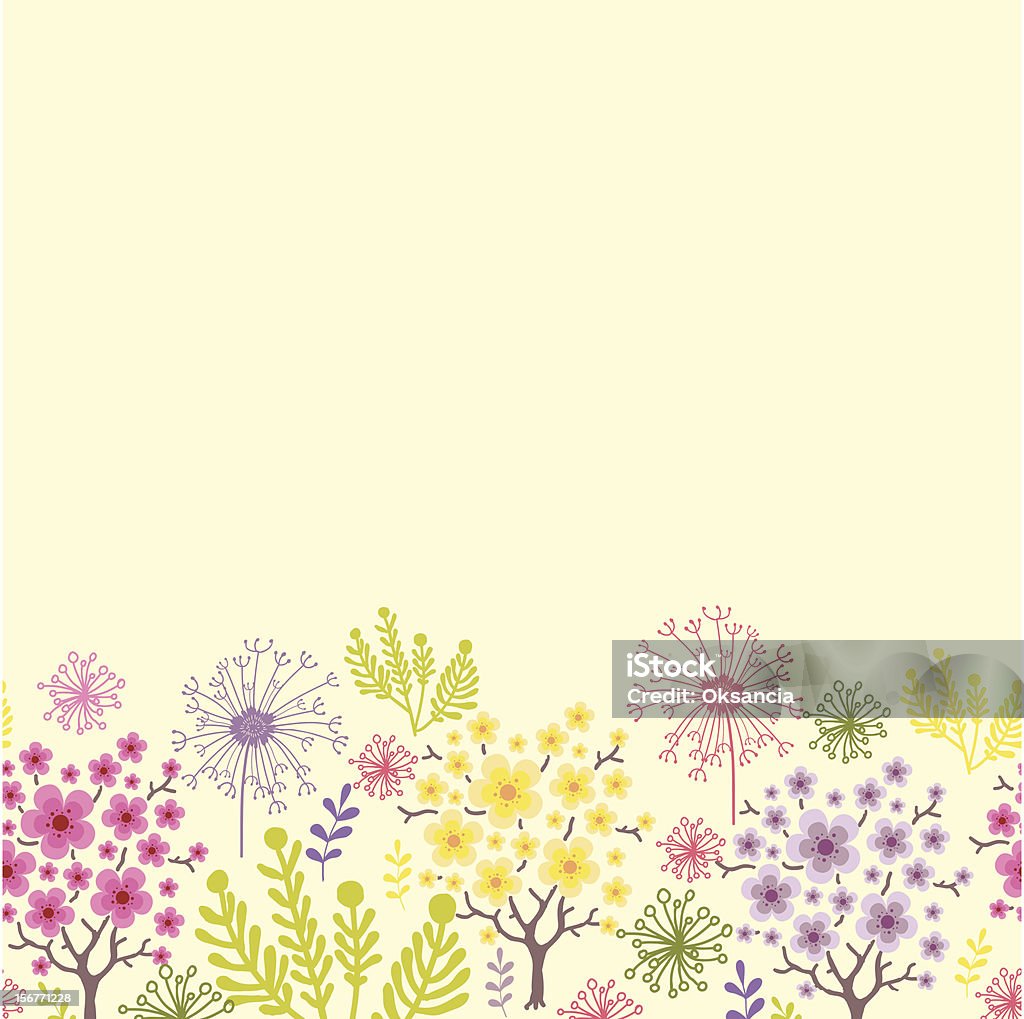 春の森の水平のシームレスなパターン - いたずら書きのロイヤリティフリーベクトルアート