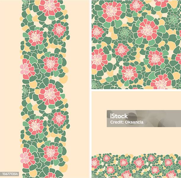 Vetores de Textura Abstrato Flores Conjunto De Padrões Sem Emendas e mais imagens de Amarelo