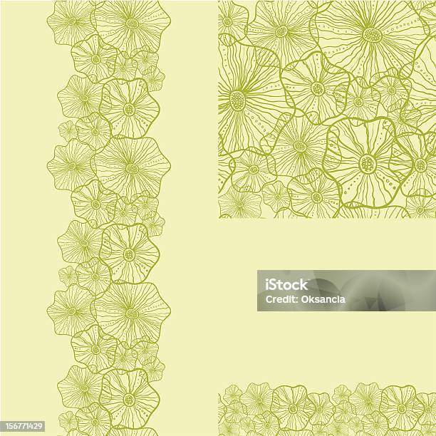 Astratto Seamless Pattern Floreale Verde Set - Immagini vettoriali stock e altre immagini di Alga marina - Alga marina, Bolla, Clip art