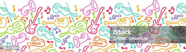Musical Instruments Seamless Horizontal Ornament Stock Illustration - Download Image Now - Music, Musical Note, In A Row