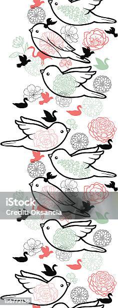 Aves Padrão Sem Costura Vertical De Emblema De Dança - Arte vetorial de stock e mais imagens de Abstrato